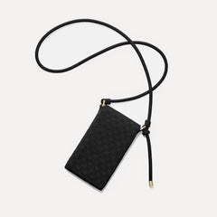 The Phone Crossbody in Black Sand shown from above.