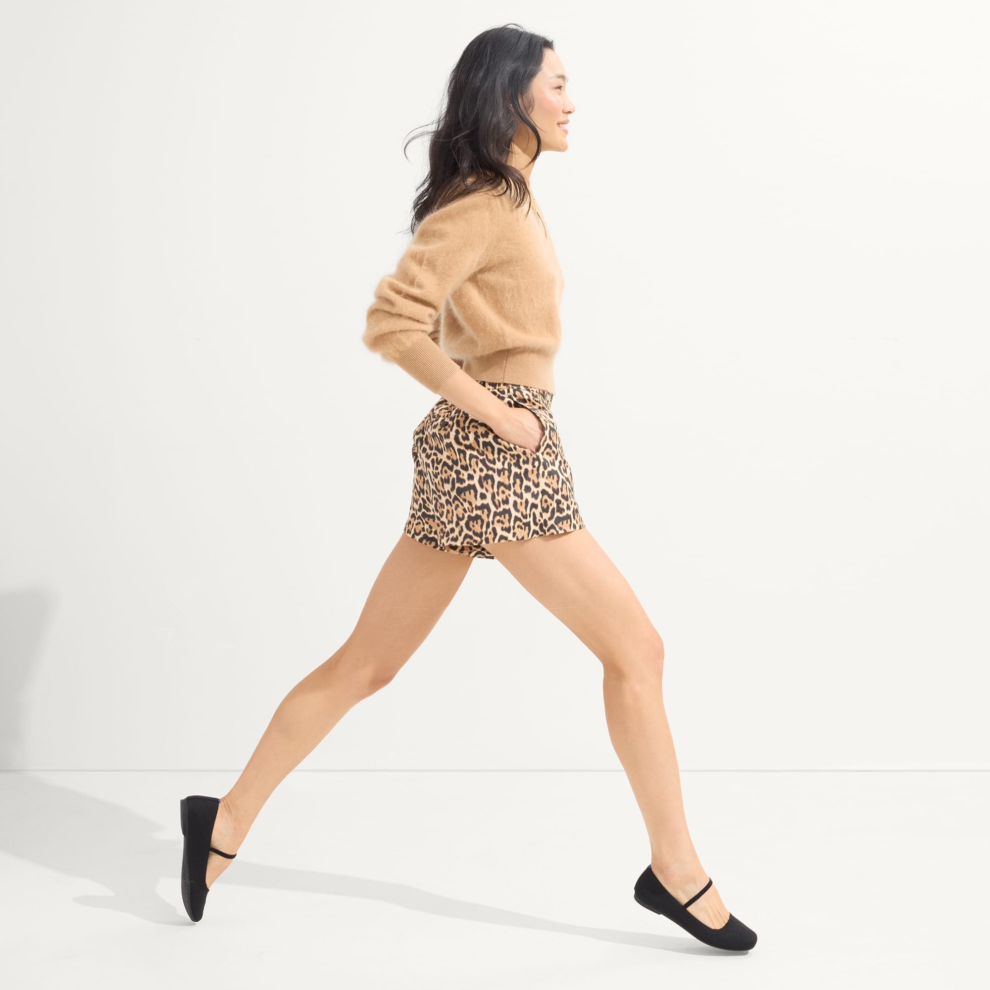 Alternate view of a model wearing The Max Square Mary Jane in Black.