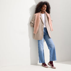 Alternate view of a model wearing The Max Square Mary Jane in Dusty Lilac Basketweave.