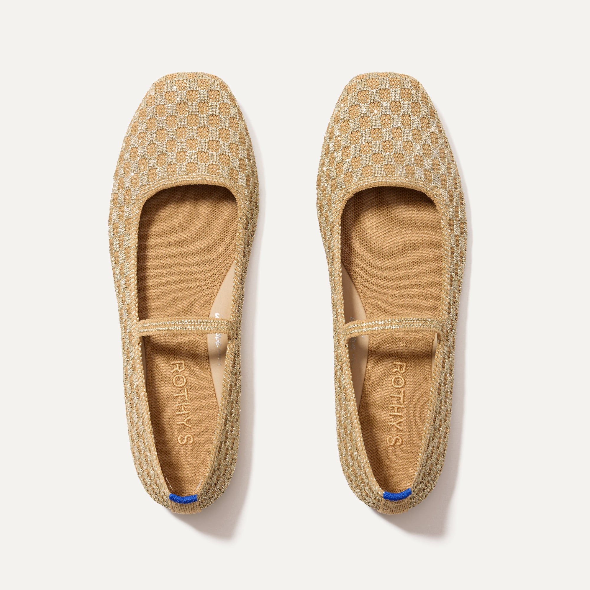 The Max Square Mary Jane in Golden Crisp Basketweave shown from the top.