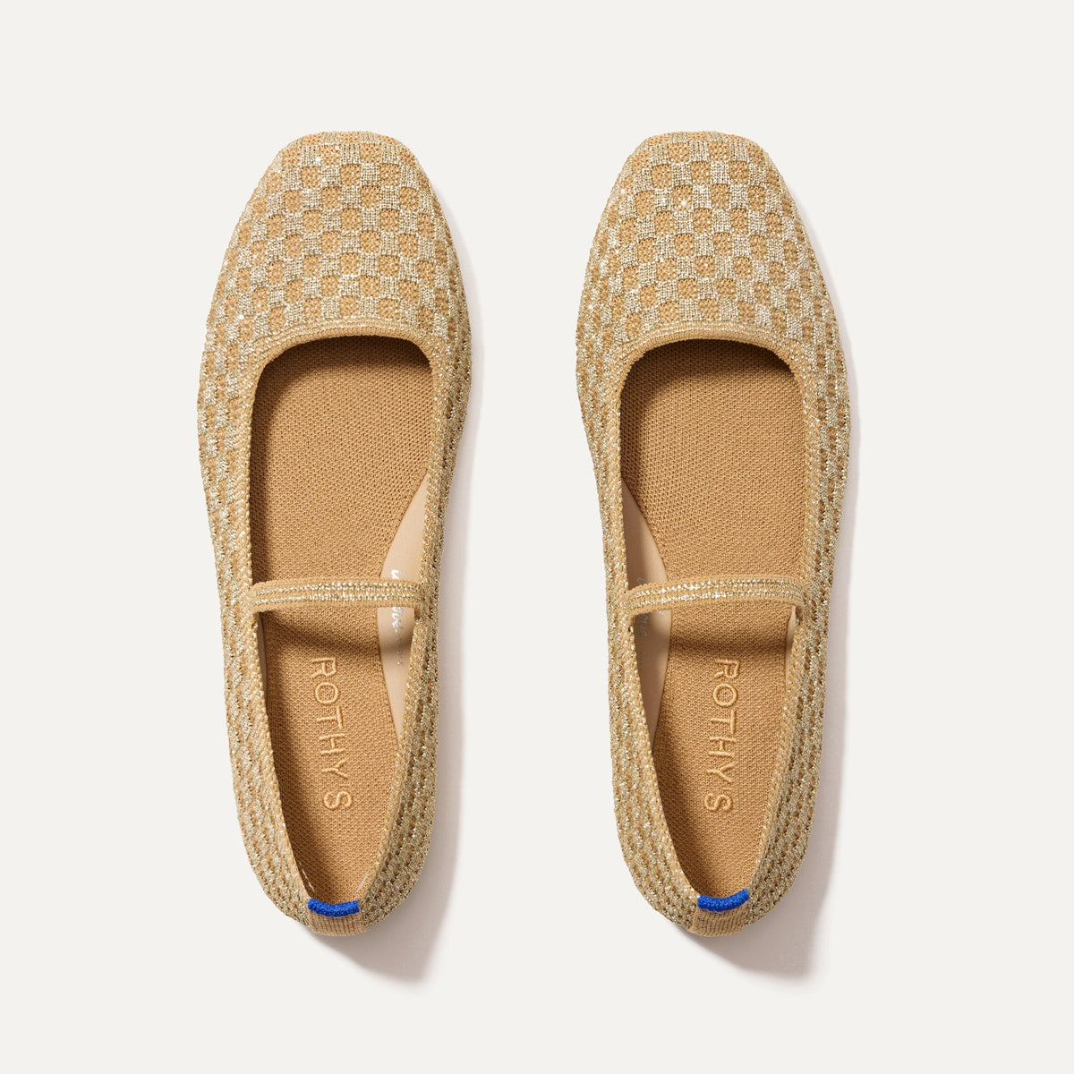 The Max Square Mary Jane in Golden Crisp Basketweave shown from the top.