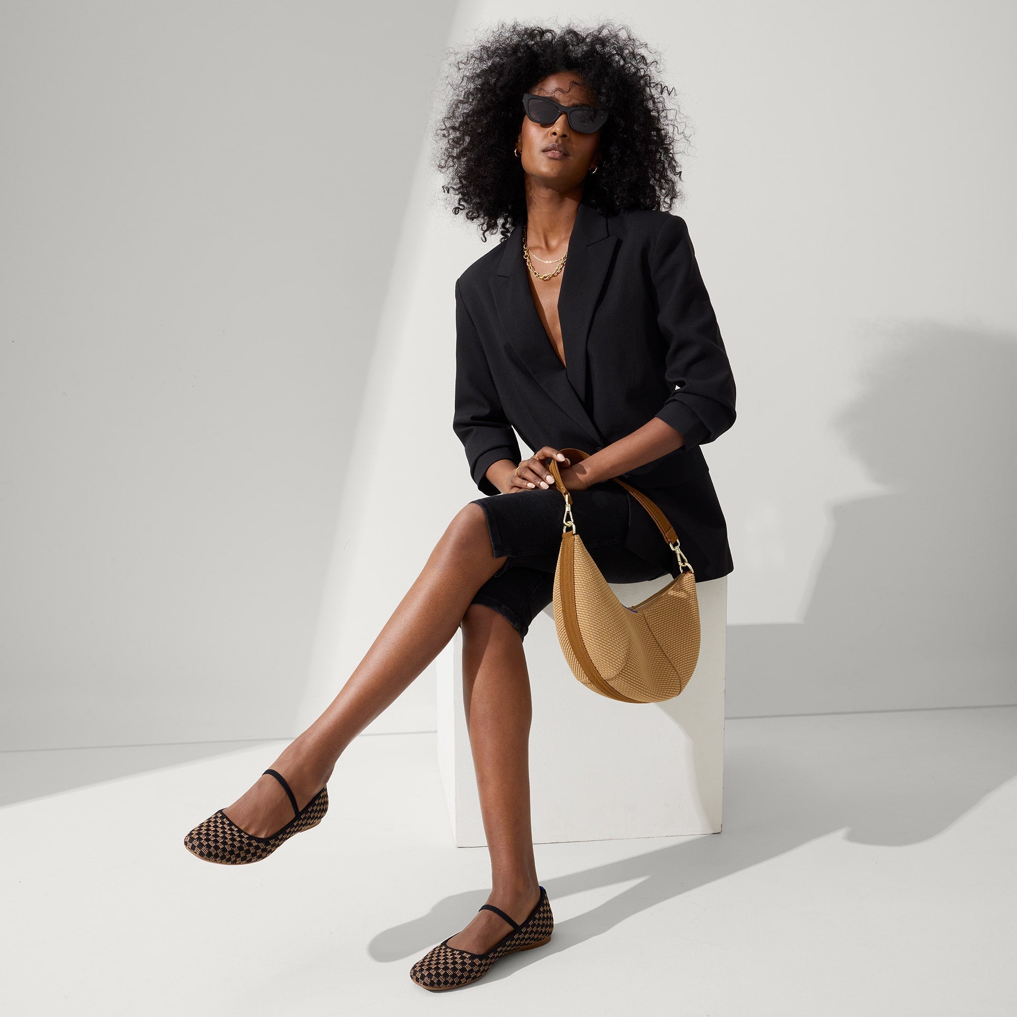 Alternate view of a model wearing The Max Square Mary Jane in Night Song.