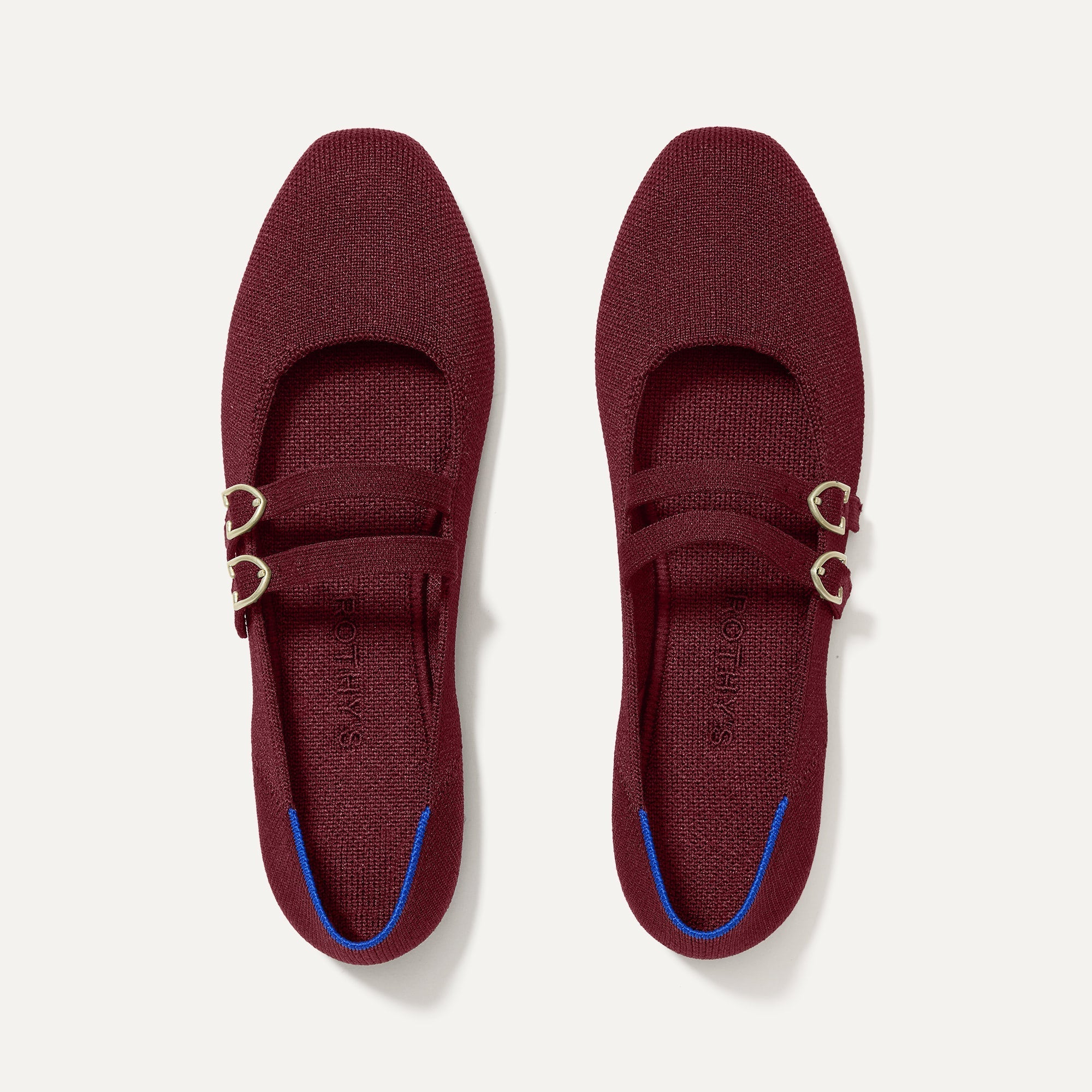 The Double Buckle Mary Jane in Cabernet shown from the top.