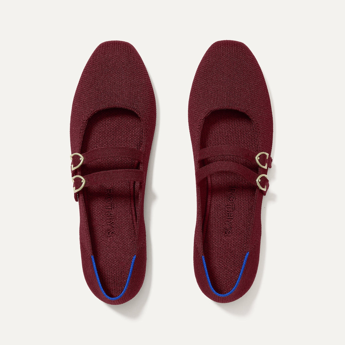 The Double Buckle Mary Jane in Cabernet shown from the top.