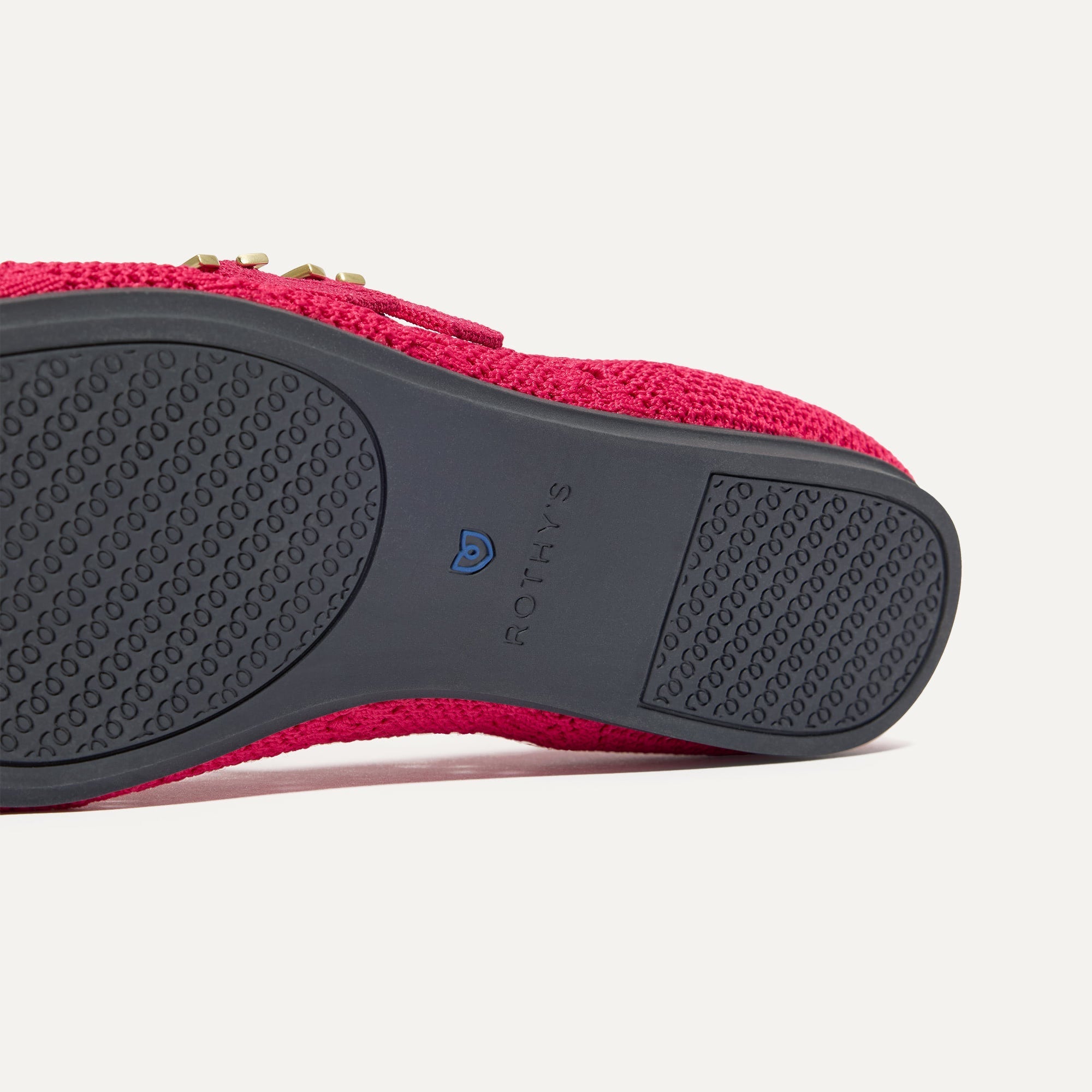 The sole of The Double Buckle Mary Jane in Rouge Crochet.