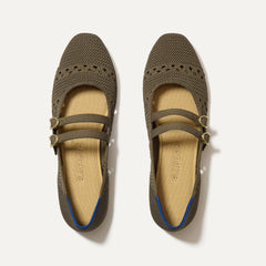 The Double Buckle Mary Jane in Safari Crochet shown from the top.