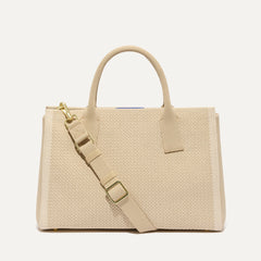 PDP |The Classic Handbag in Soft Sesame shown from the front.