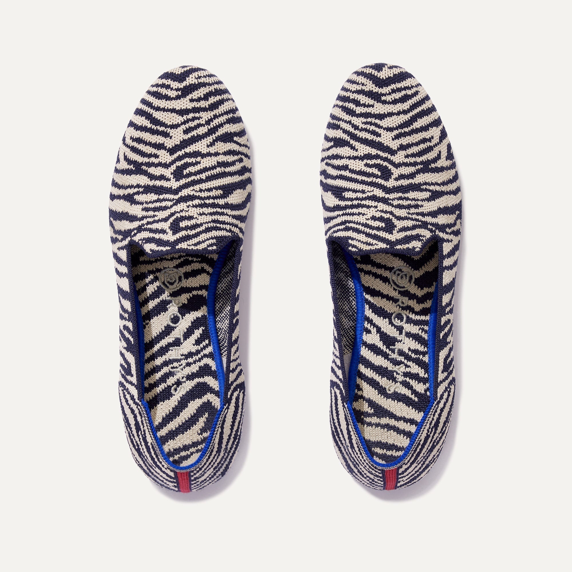 The Loafer in Navy Zebra shown from the top.