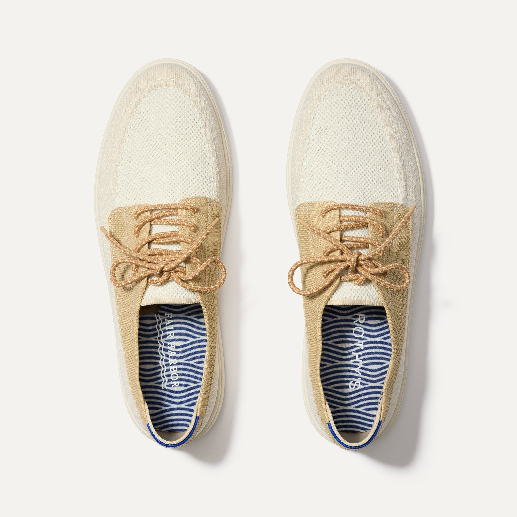 A pair of The Ravello Boat Shoes in Surf shown from the top.