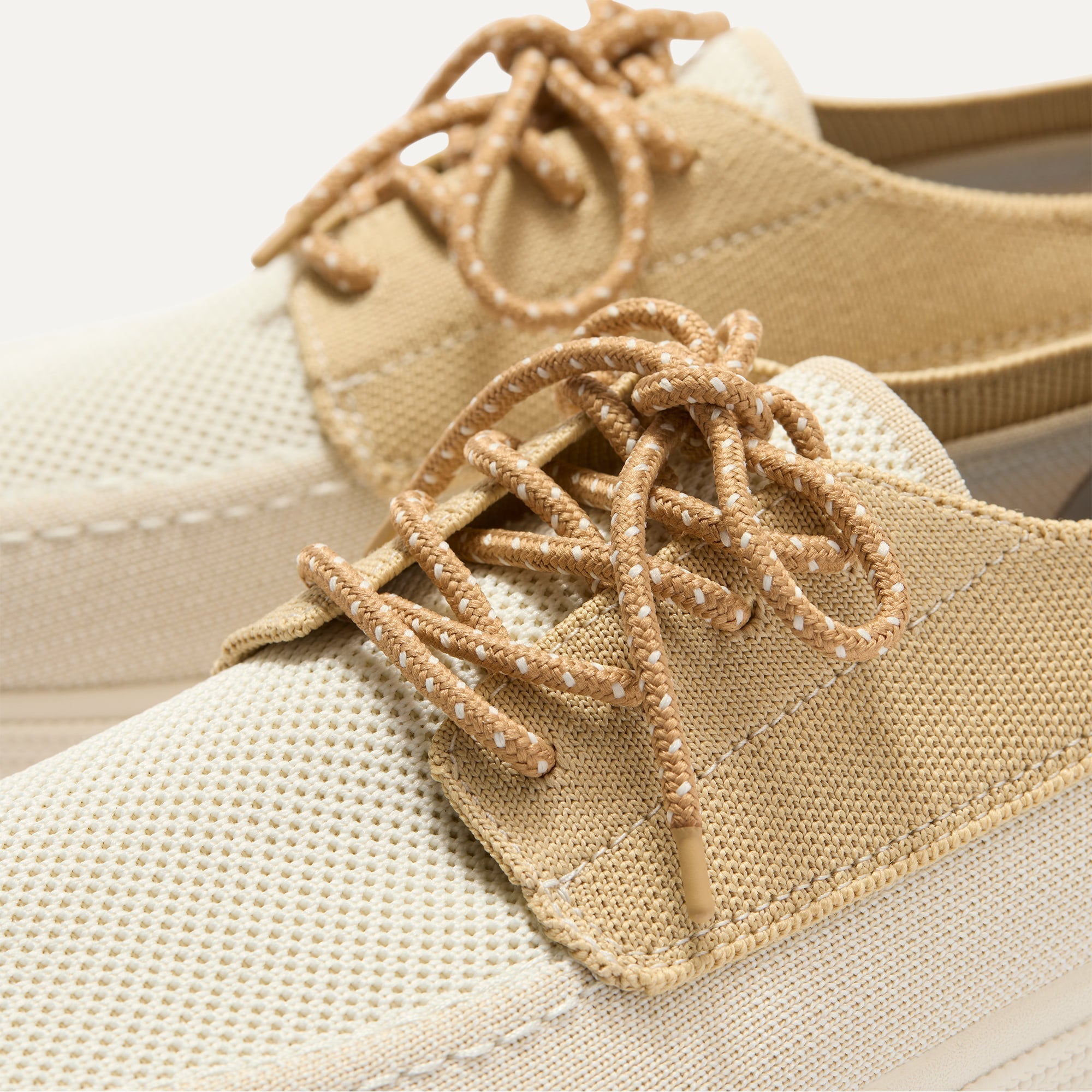 Close up of the toe and vamp of The Ravello Boat Shoe in Surf.