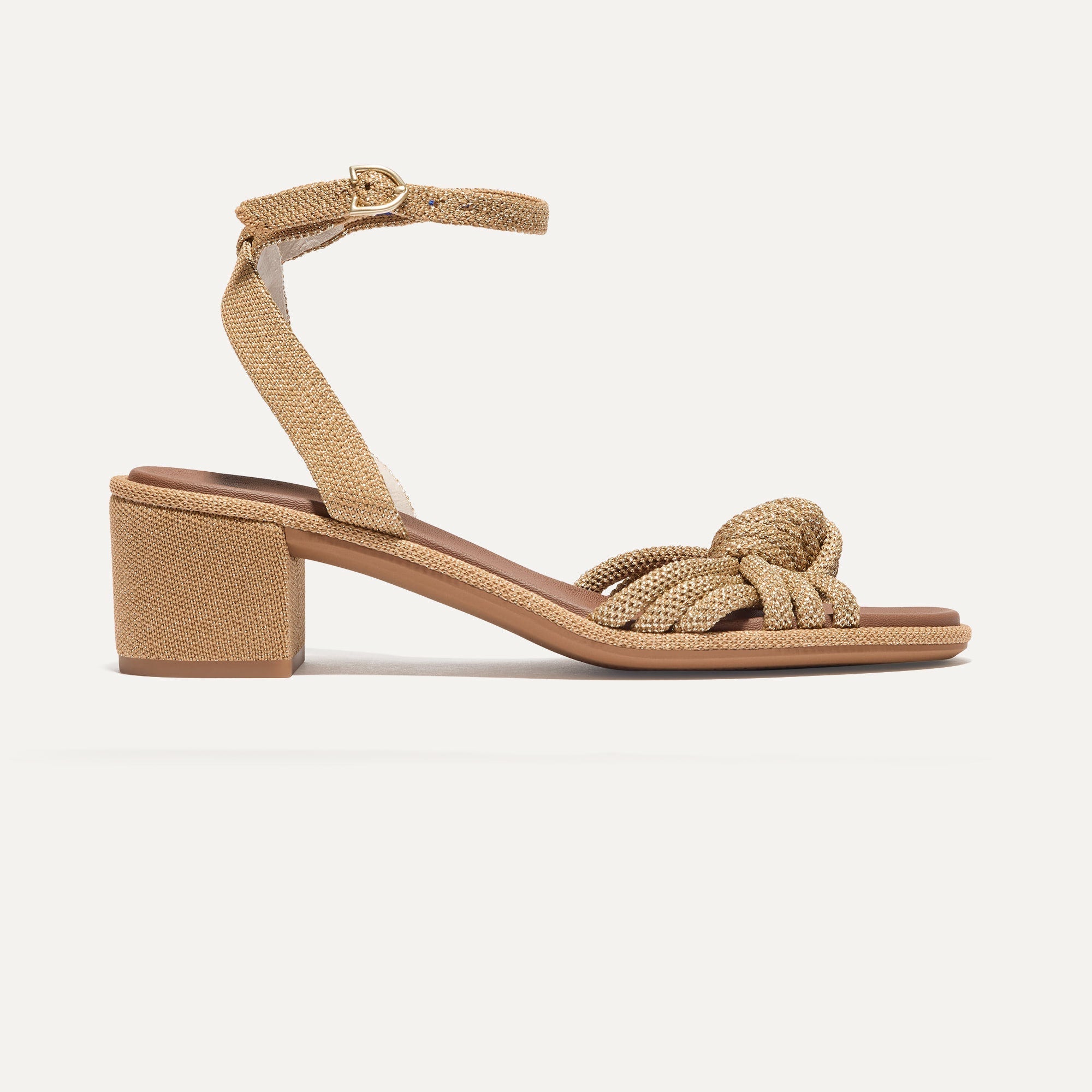 The Knot Sandal in Golden Sun shown from the side.