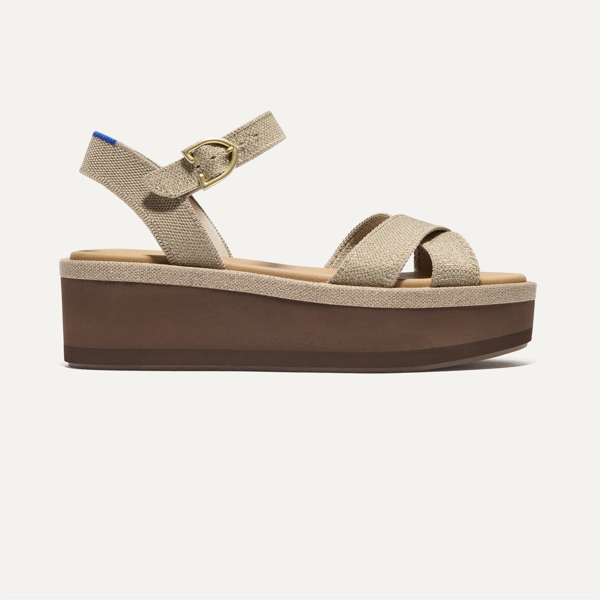 The Criss-Cross Lightweight Wedge Sandal in Aurora shown from the side.