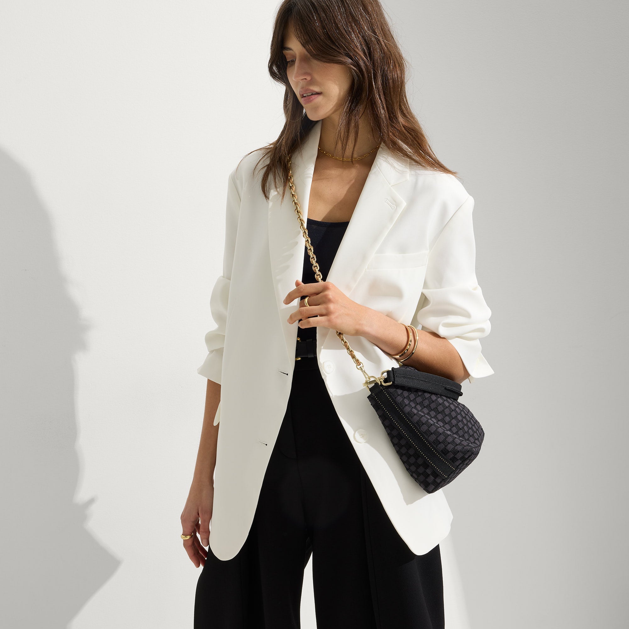 hover | The Crossbody Strap in Wren Chain, shown paired with The Daily Crossbody.