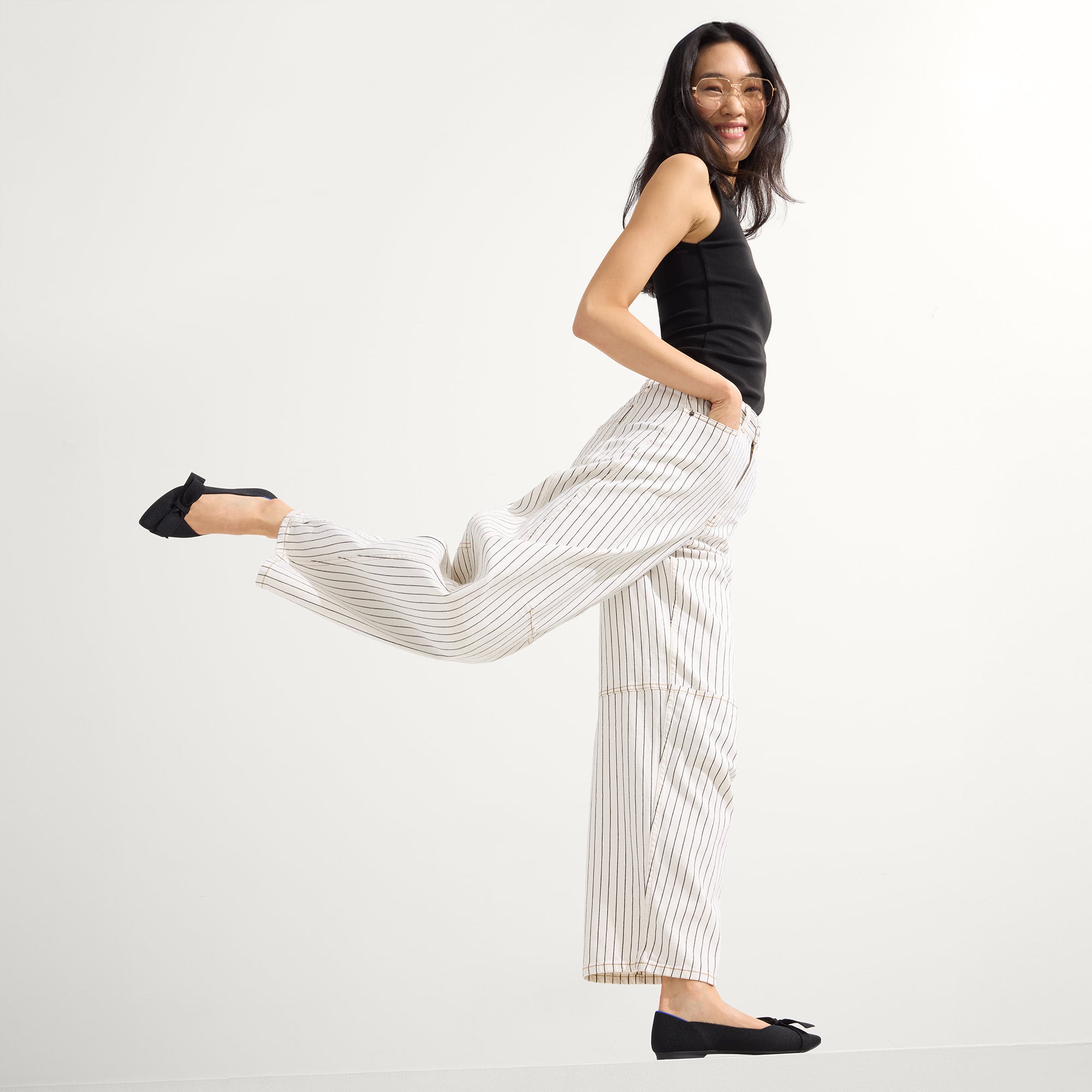 Alternate view of a model wearing The Bow Point II in Siren.