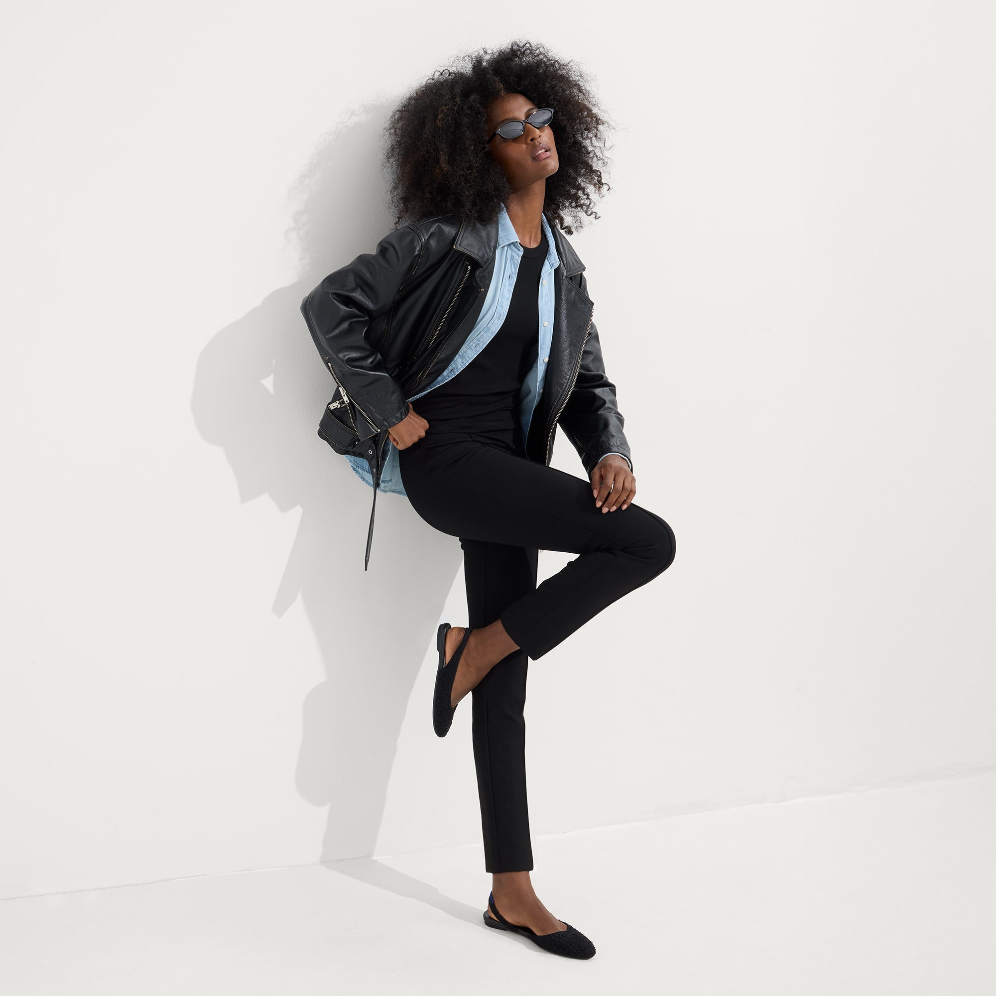 Alternate view of a model wearing The Almond Slingback.