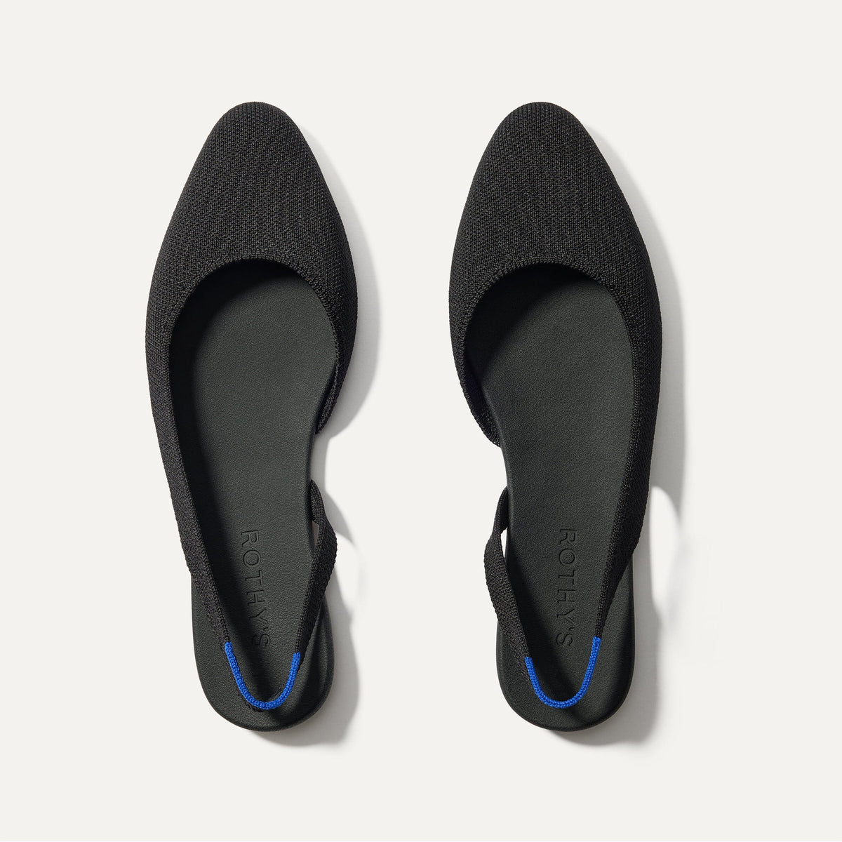 The Almond Slingback in Black shown from the top.