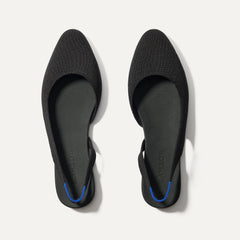 The Almond Slingback in Black shown from the top.