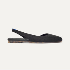 Side view of The Almond Slingback in Black.
