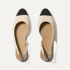 The Almond Slingback in Conch Captoe shown from the top.