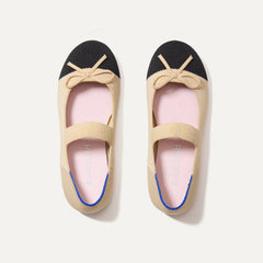 The Kids Bow Mary Jane in Cream Captoe shown from the top.