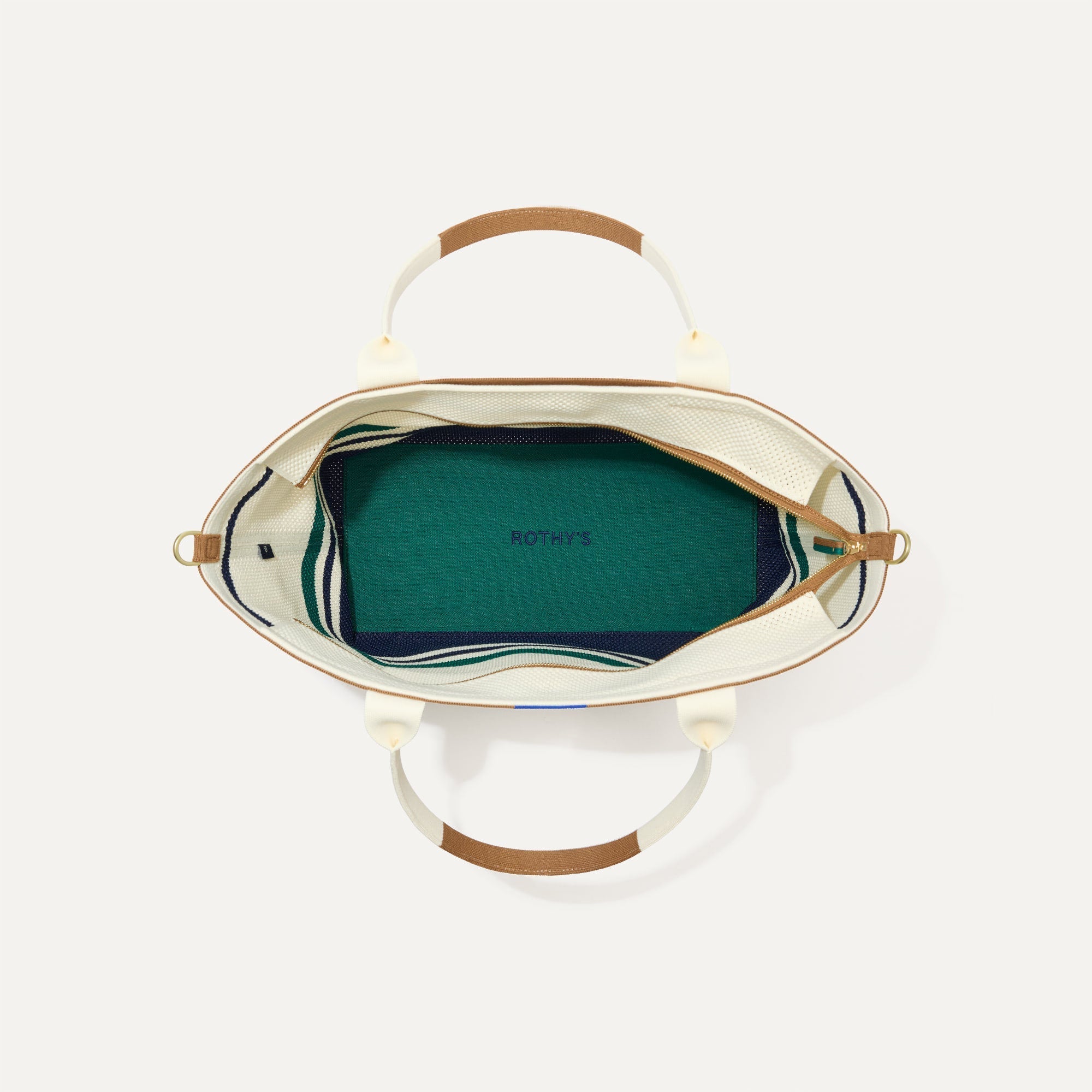 The Zip Travel Tote, shown from above with the interior exposed.