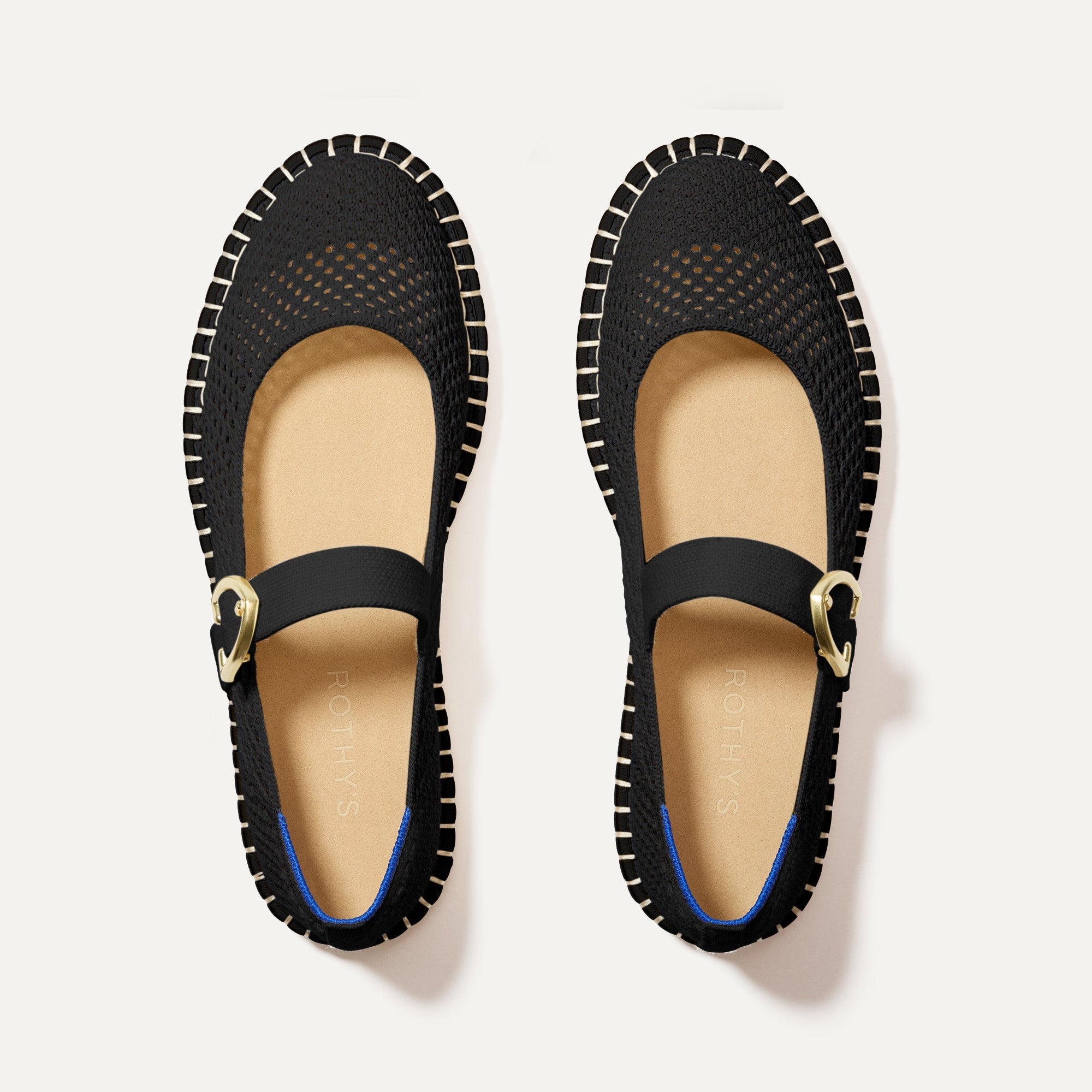The Espadrille Mary Jane in Black shown from the top.