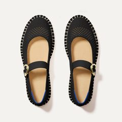 The Espadrille Mary Jane in Black shown from the top.