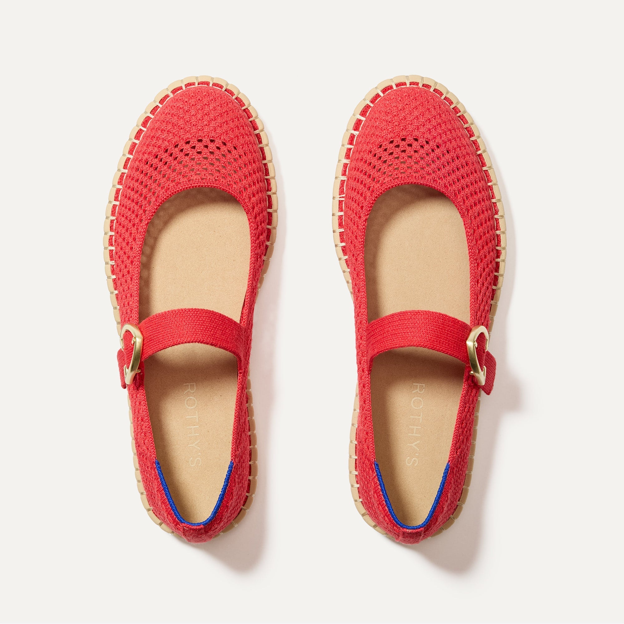 The Espadrille Mary Jane in Red Hot shown from the top.