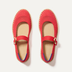 The Espadrille Mary Jane in Red Hot shown from the top.