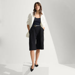 Alternate view of a model wearing The Petal Point II in Black.