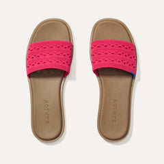 The Slide Sandal in Rouge Crochet shown from the top.