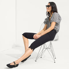 Alternate view of a model wearing The Max Buckle Mary Jane in Black Mesh.