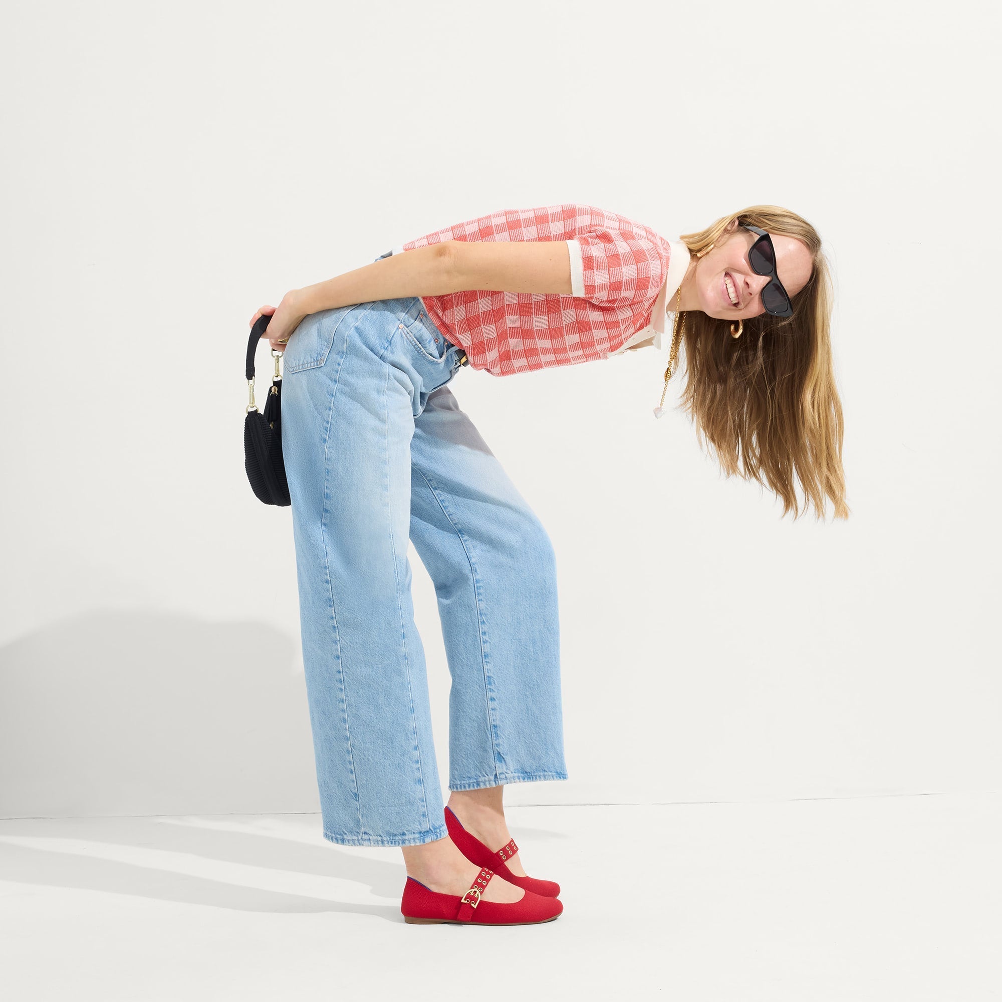 Alternate view of a model wearing The Ballet Mary Jane in Cherry.