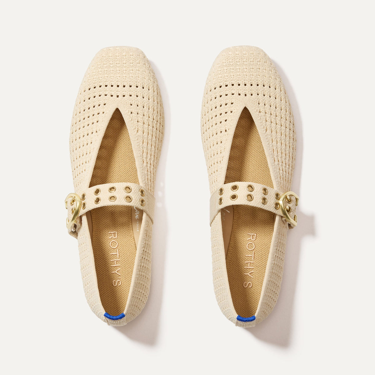 The Max Buckle Mary Jane in Off White Mesh shown from the top.