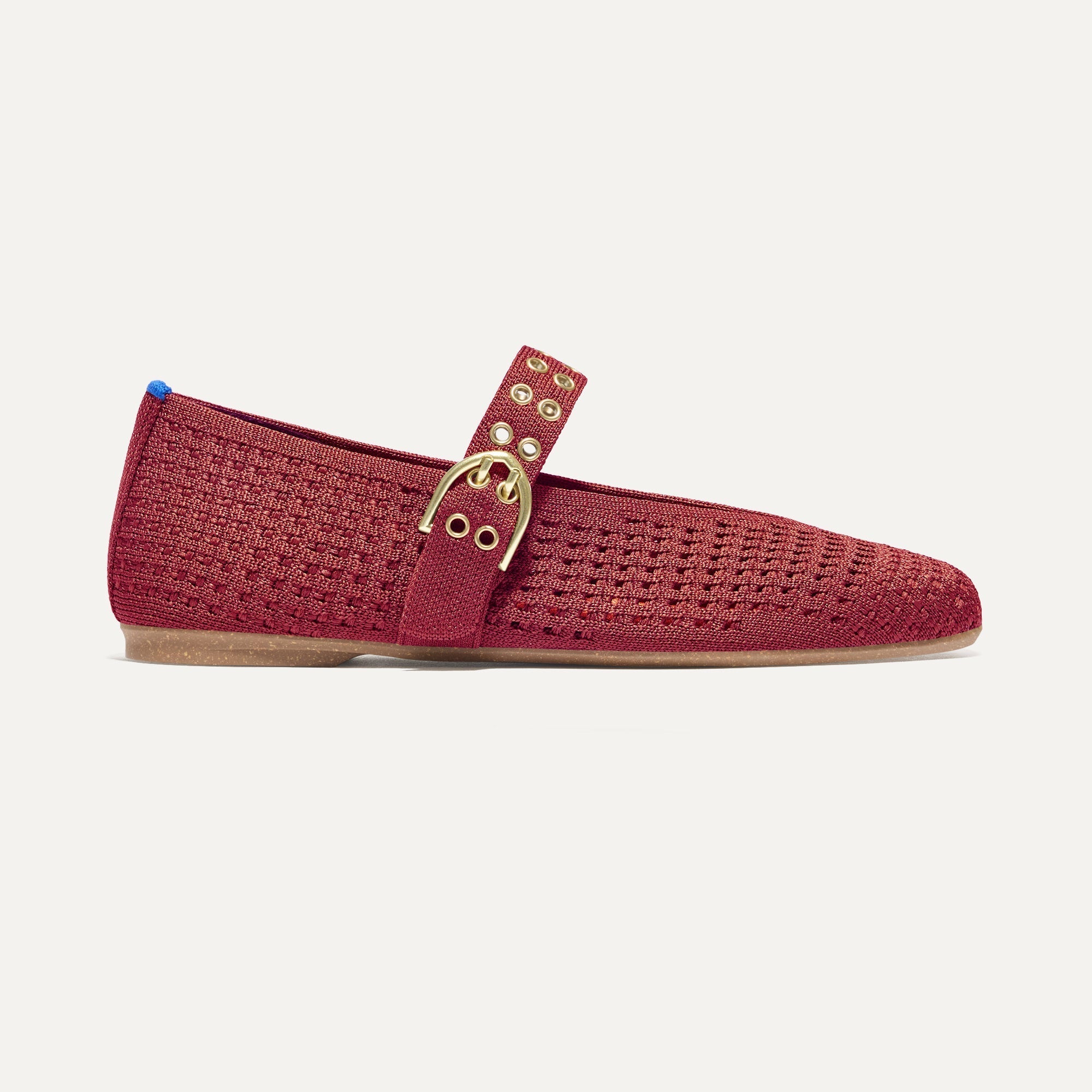 The Max Buckle Mary Jane in Ruby Mesh shown from the side.
