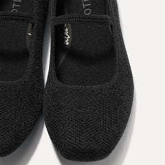 Top view of the square toe and rounded vamp of The Max Square Mary Jane in ReVelvet™ Black.