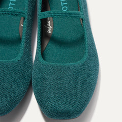 Top view of the square toe and rounded vamp of The Max Square Mary Jane in ReVelvet™ Everglade.