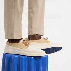 hover | Model wearing The Ravello Boat Shoe in Surf.