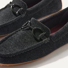 Close up of the toe and hardware of The Double Bit Driver in ReVelvet™ Black.