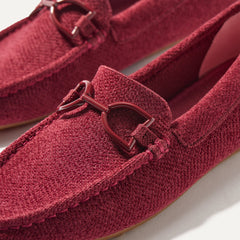 Close up of the toe and hardware of The Double Bit Driver in ReVelvet™ Cabernet.