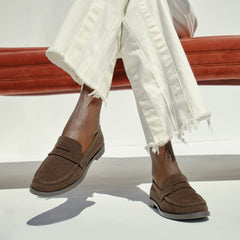 hover | Model wearing The Penny Loafer in ReVelvet™ Bistro.