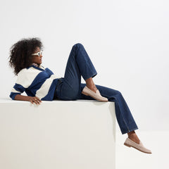 Alternate view of a model wearing The Penny Loafer in ReVelvet™ Dove.