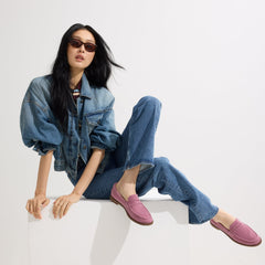 Alternate view of a model wearing The Penny Loafer in ReVelvet™ Lilac.