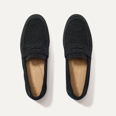 The Penny Loafer in ReVelvet™ Black shown from the top.