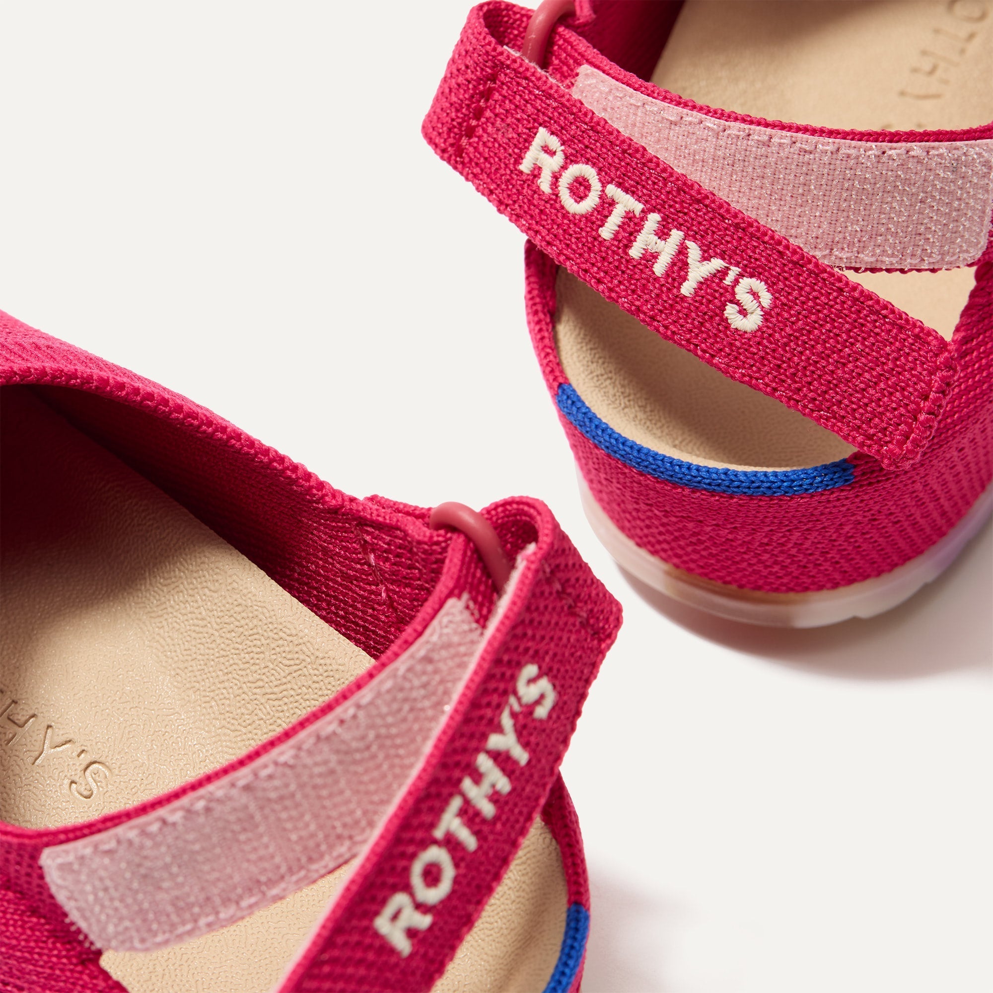 Close up of the back heel strap of The Kids Clog in Confetti Cake.