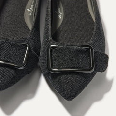 Close up of the hardware detail of The Emblem Point II in ReVelvet™ Black.