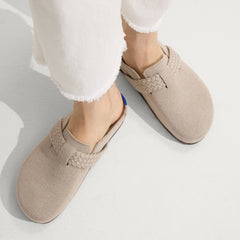 hover | Model wearing The Braid Clog in Dove.