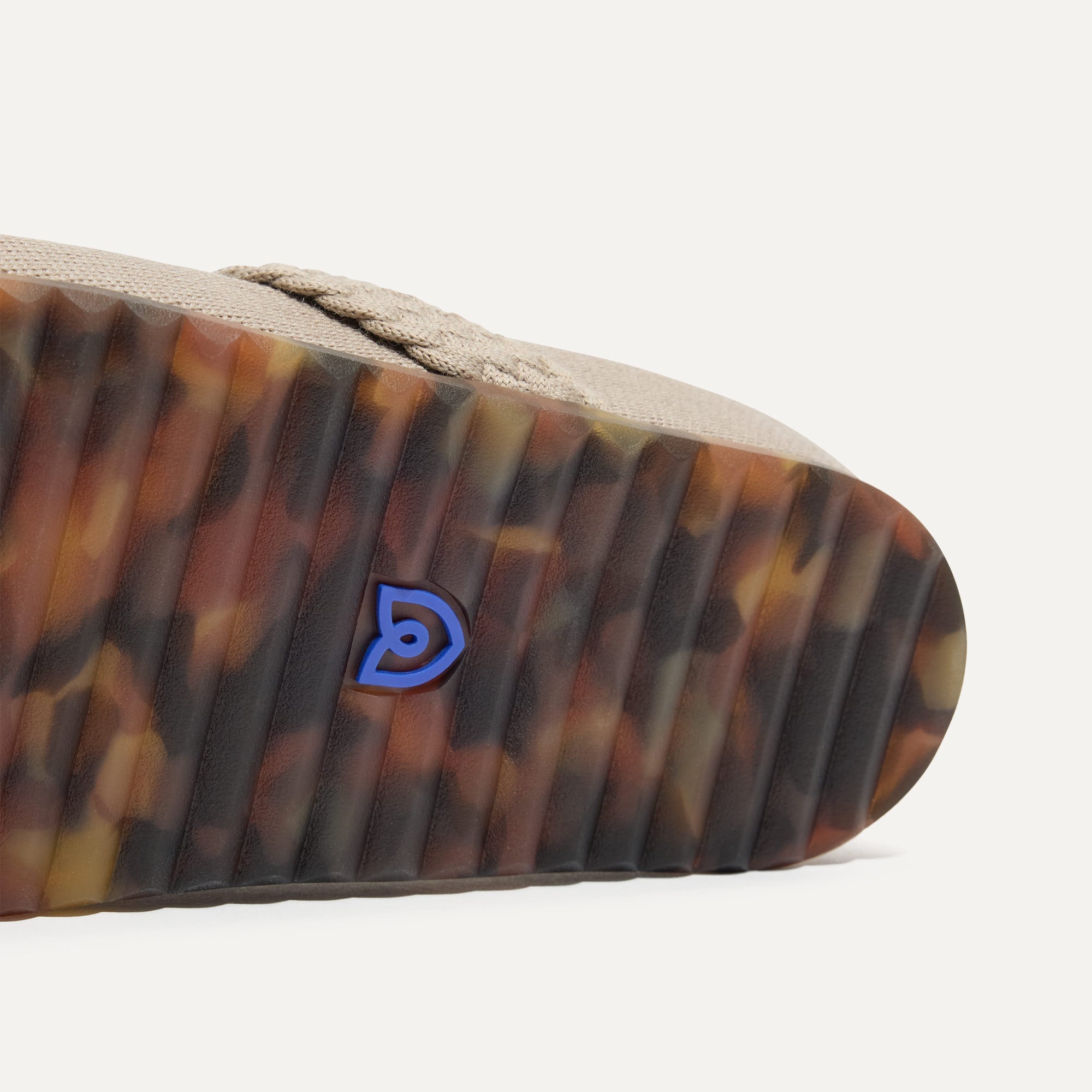 Close up of the outsoles of The Braid Clog in Dove.