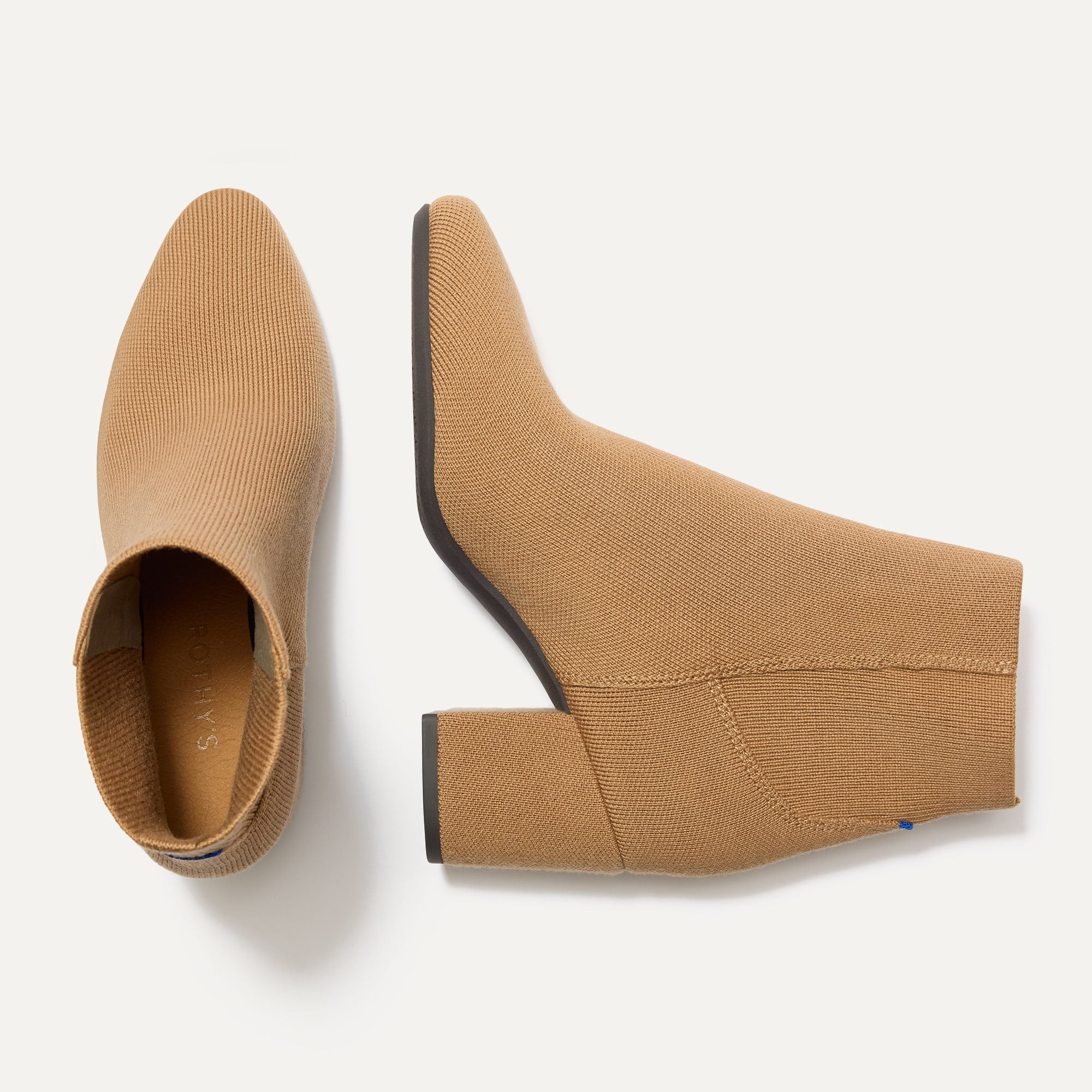 A pair of The High Classic Boot in Tobacco shown from the top.