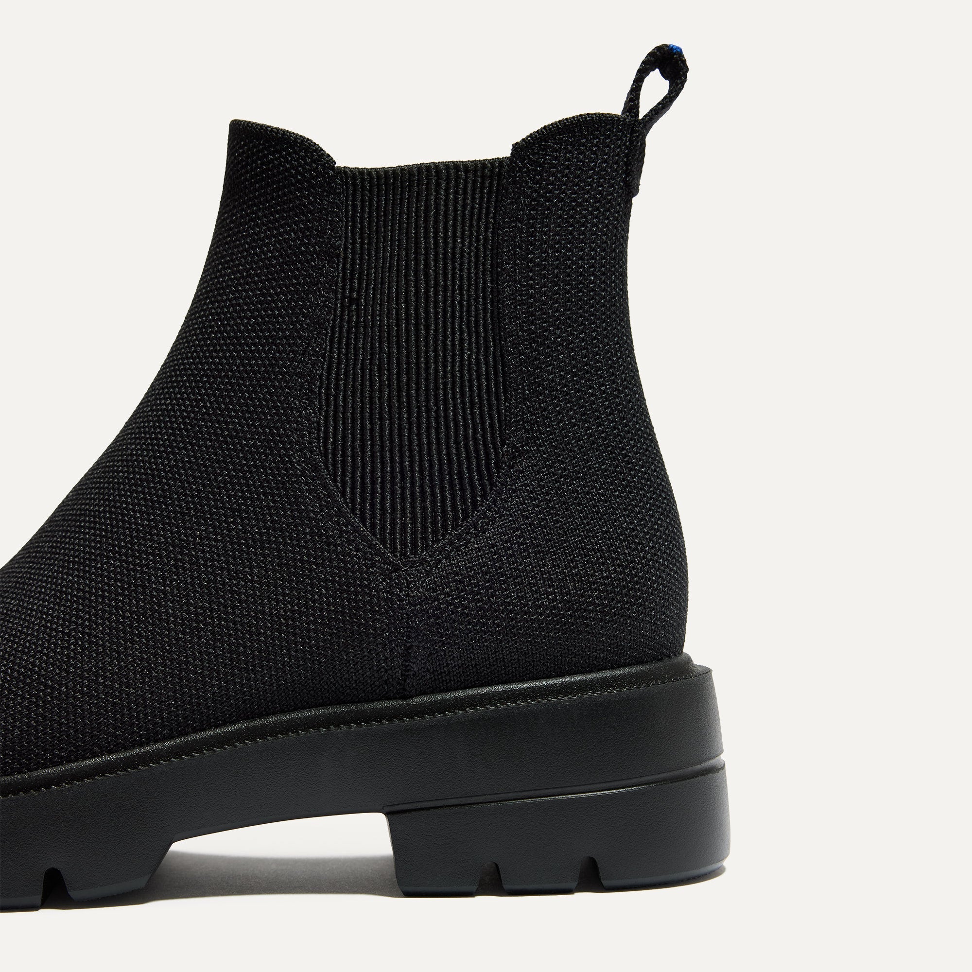 Close up of the heel of The Puddle Skipper Boot in Black.